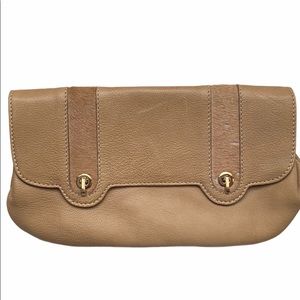BUTI Italian Leather and Pony Hair Clutch  Shoulder Bag in beige
